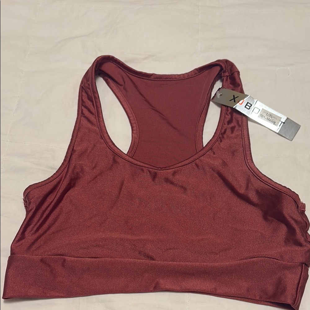 Red Medium Support Sports Bra with Racerback Design